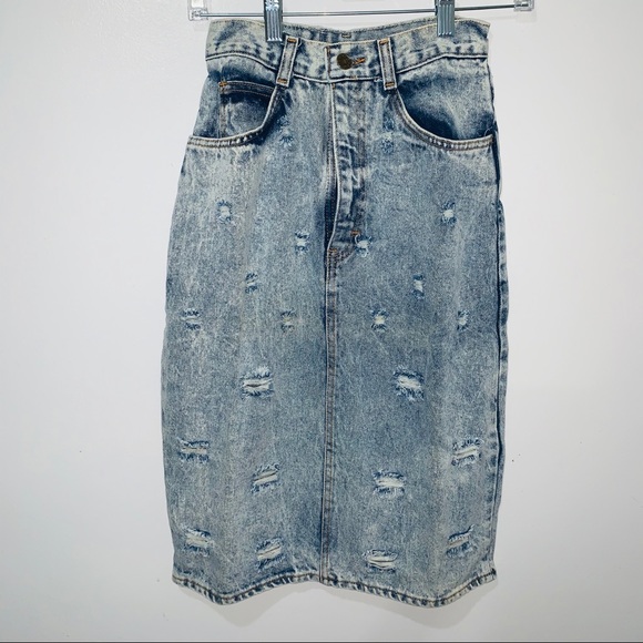 1990s NO EXCUSES acid wash denim skirt size 5 - Picture 5 of 5